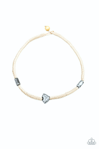 Canyon Climber - Silver Glassy Stone Bead Men's Necklace