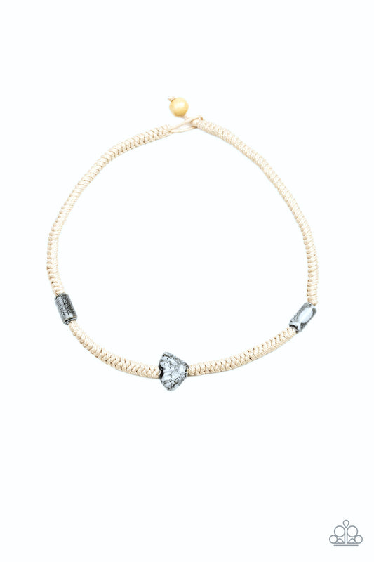 Canyon Climber - Silver Glassy Stone Bead Men's Necklace