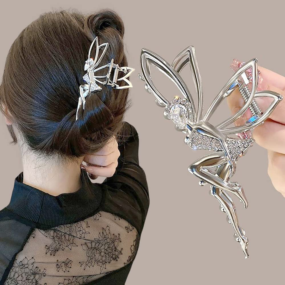 Fairy Rhinestone Silver Hair Accessories: Elf Crystal Hairpins, Metal Clips, and Barrettes for Girls and Women