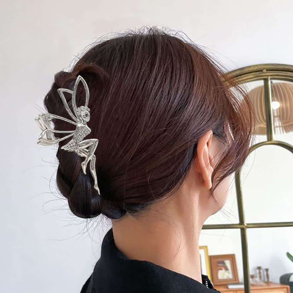 Fairy Rhinestone Silver Hair Accessories: Elf Crystal Hairpins, Metal Clips, and Barrettes for Girls and Women