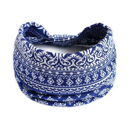 Bohemia Print Wide Headbands New Vintage Elastic Knot Turban Headwrap for Women Girls Soft Print Yoga Bandana Hair Accessories