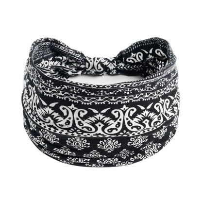 Bohemia Print Wide Headbands New Vintage Elastic Knot Turban Headwrap for Women Girls Soft Print Yoga Bandana Hair Accessories