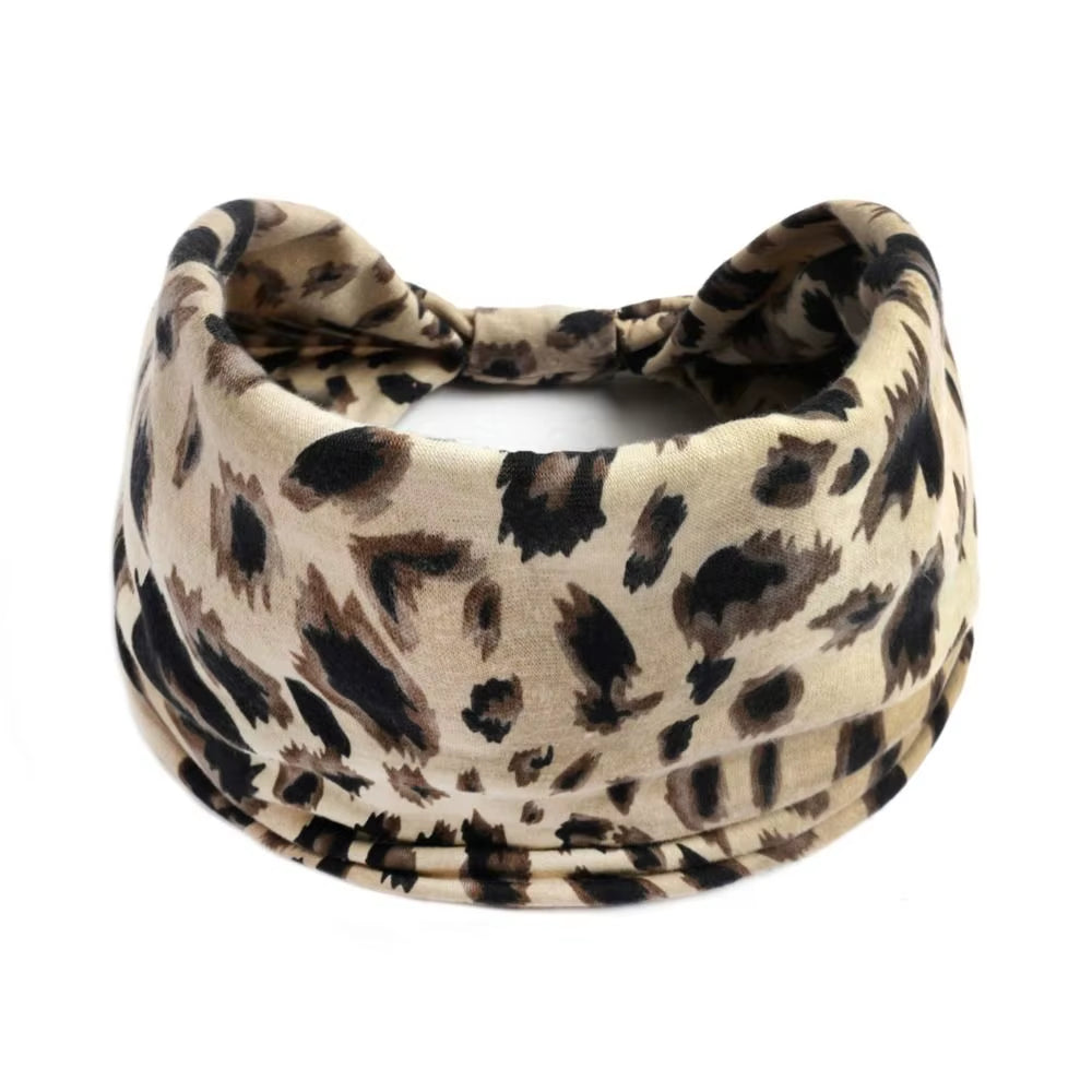 Bohemia Print Wide Headbands New Vintage Elastic Knot Turban Headwrap for Women Girls Soft Print Yoga Bandana Hair Accessories
