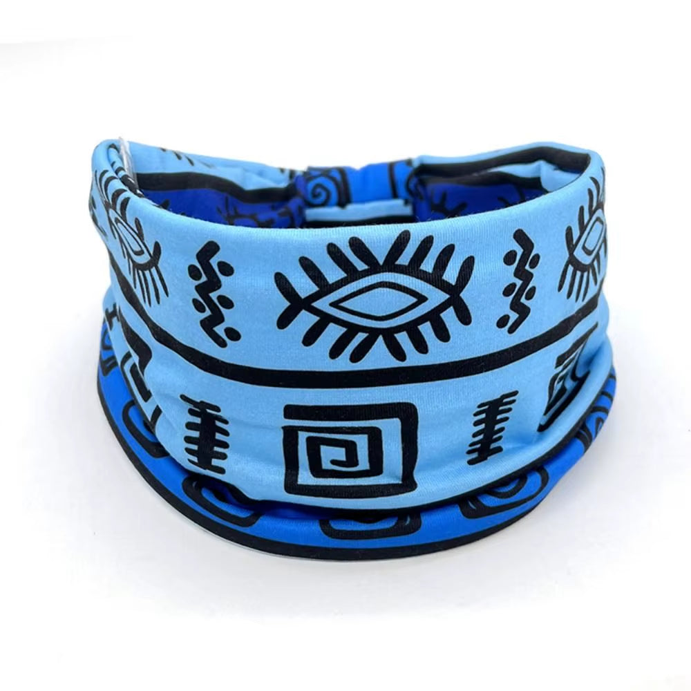 Bohemia Print Wide Headbands New Vintage Elastic Knot Turban Headwrap for Women Girls Soft Print Yoga Bandana Hair Accessories