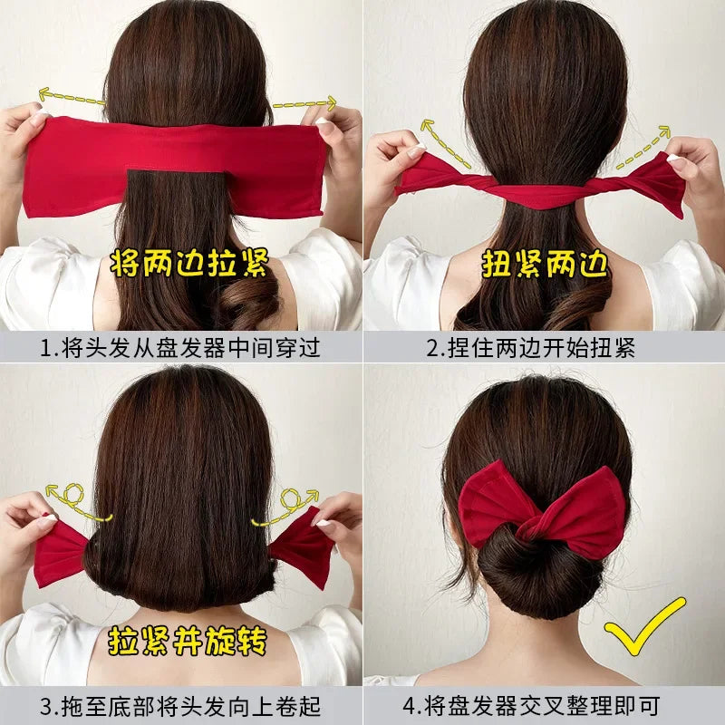 Women'S Bow-Shaped Hairpin Device Sweet and Lovely Hairpin Fast Hair Bun Hair Styling Tools Braid Hair Accessories
