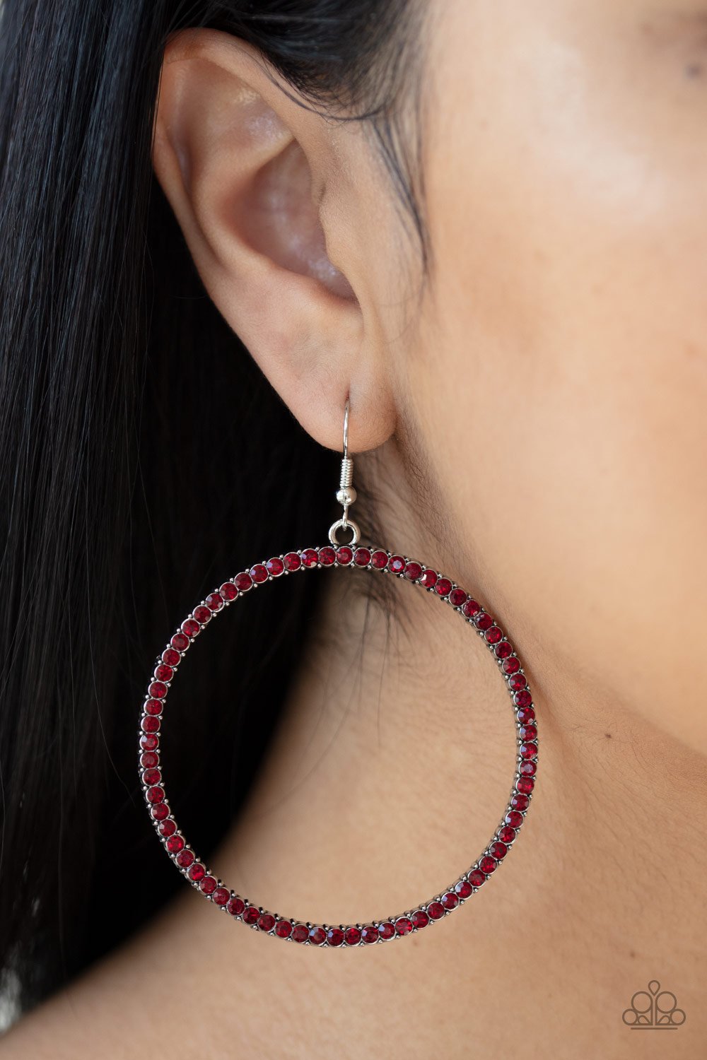 Just Add Sparkle Red Hoop Earrings