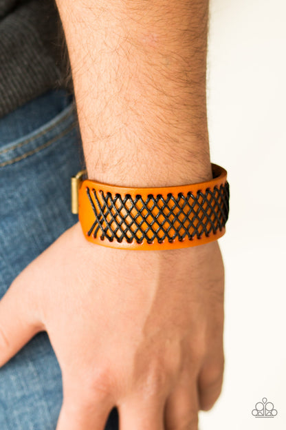 Cross The Line - Brown Leather Men's Bracelet