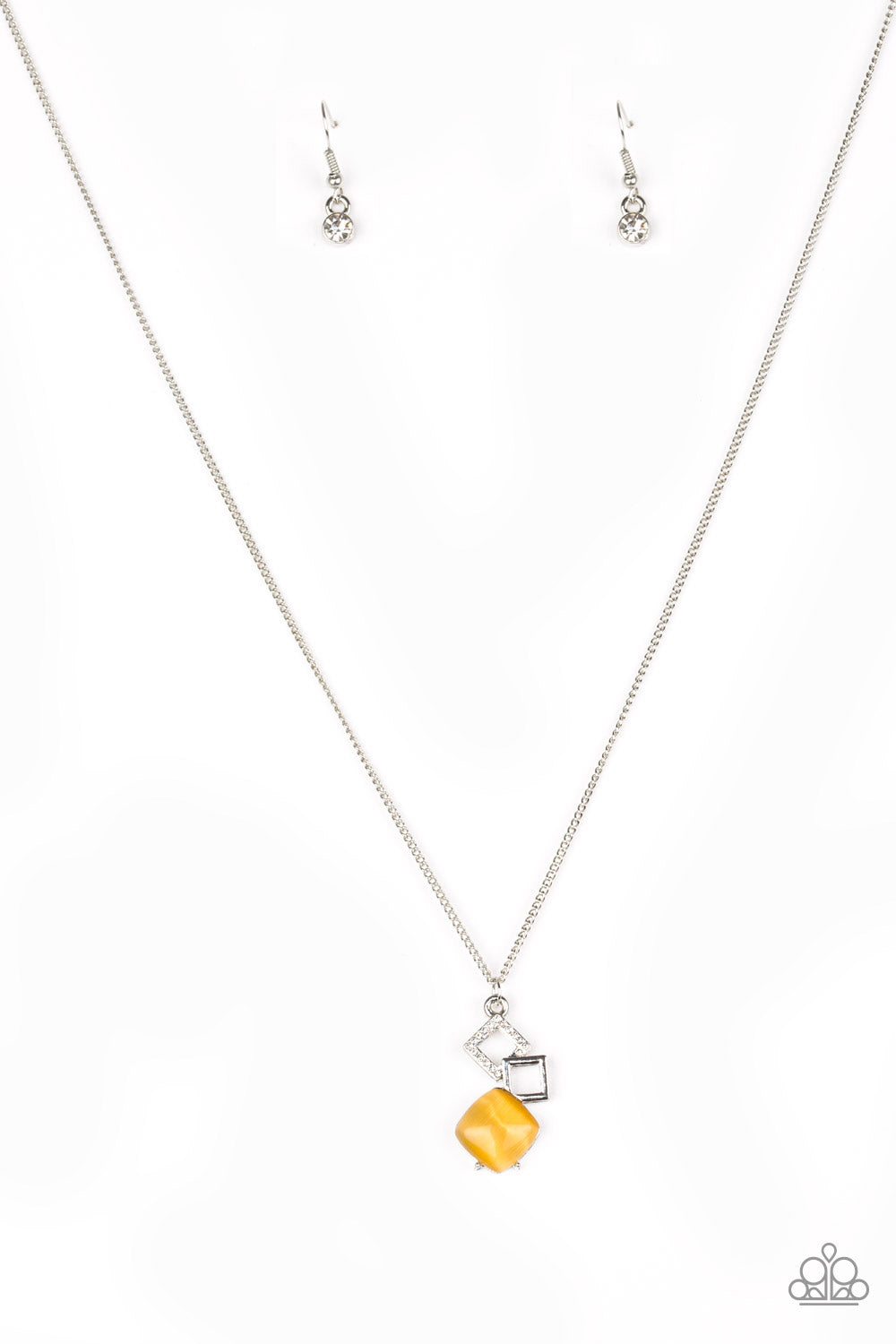 Stylishly Square Yellow Moonstone Necklace