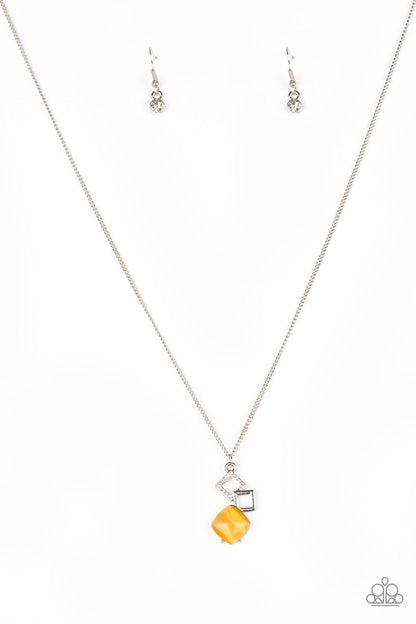 Stylishly Square Yellow Moonstone Necklace