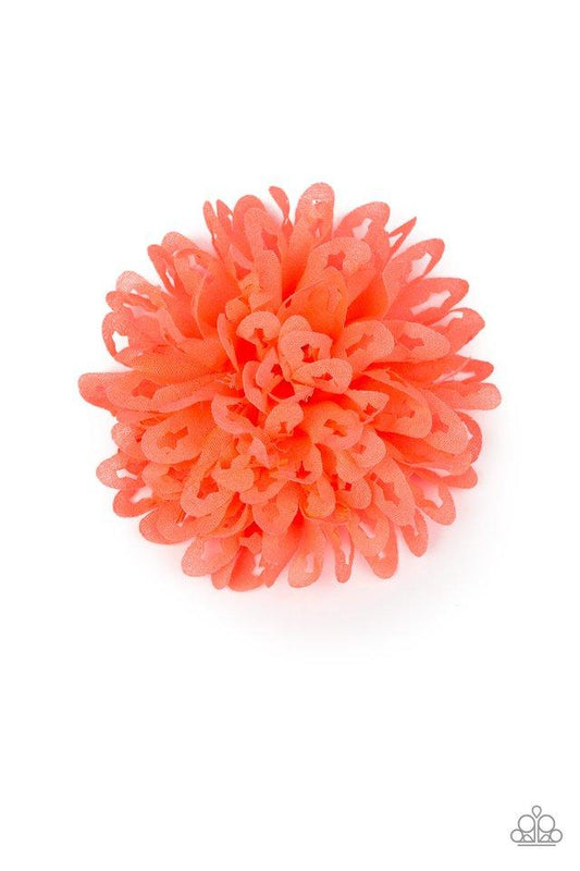 Floral Flirt Orange POM POM Hair Clip