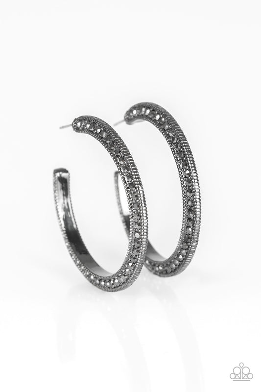 Dazzling Diamond- Black Hoop Earring