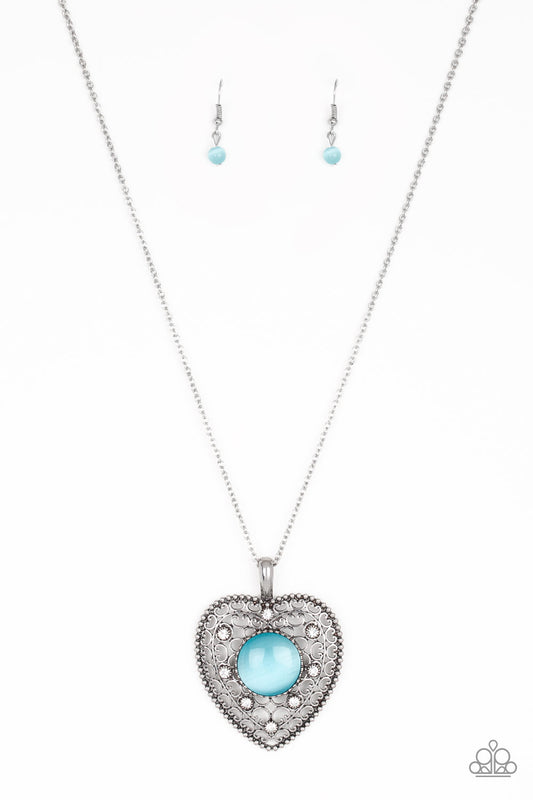 One Heart - Blue Moonstone Heart Pendant Necklace