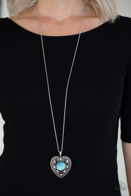 One Heart - Blue Moonstone Heart Pendant Necklace