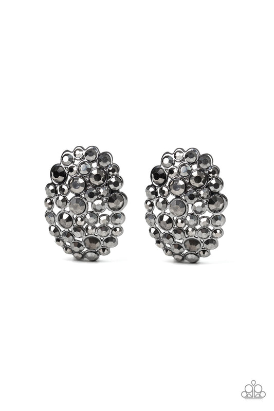 Daring Dazzle Black Clip-On Earring