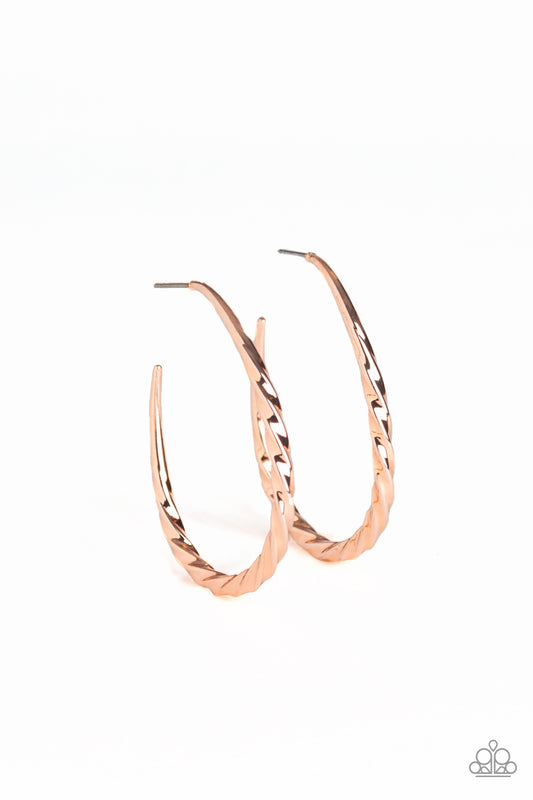 Twisted Edge - Rose Gold Hoop Earrings
