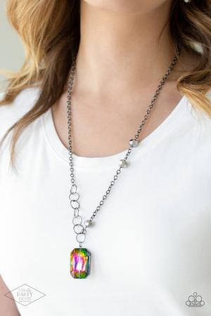 Never a Dull Moment Multi-faceted Hematite Pendant Necklace