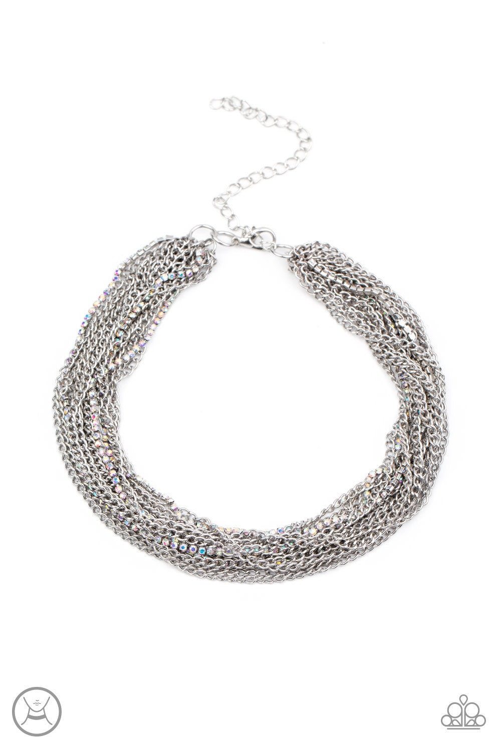 Catch You LAYER! - Multi Silver and Iridescent Layered Choker Necklace