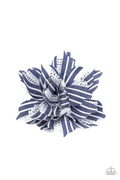 STRIPE For The Picking Blue Striped Fabric Hair Clip