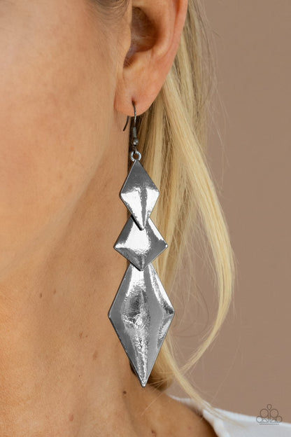 Danger Ahead Black Earring