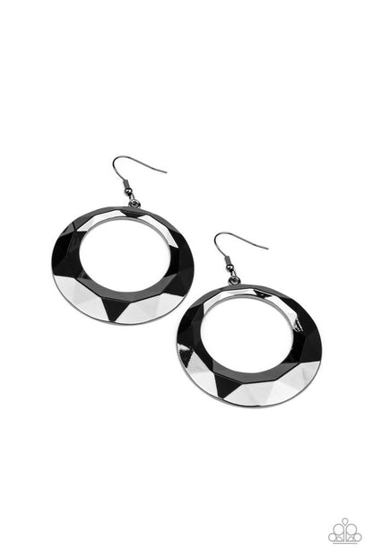 Fiercely Faceted Black Earring