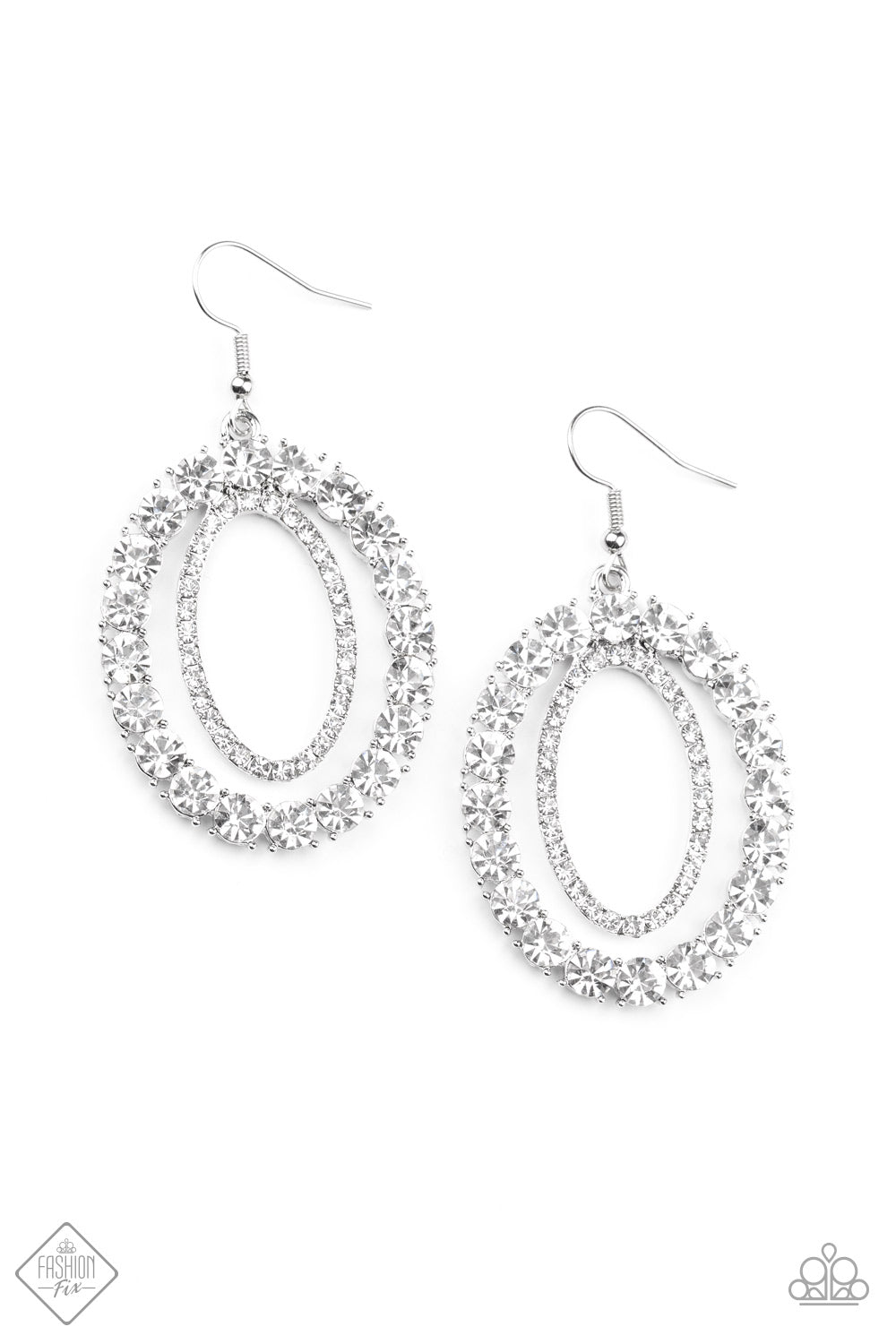Deluxe Luxury - White Rhinestone Earrings