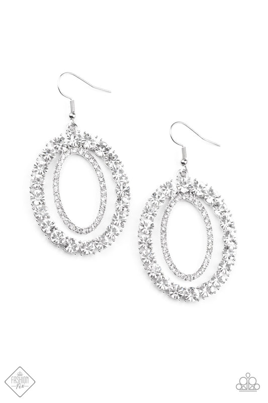 Deluxe Luxury - White Rhinestone Earrings