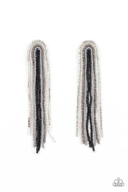 Let There BEAD Light - Black Tassel Earrings