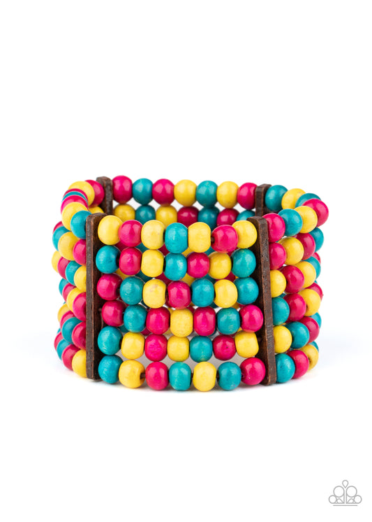 Tanning in Tanzania - Multi Colored Wood Bead Bracelet