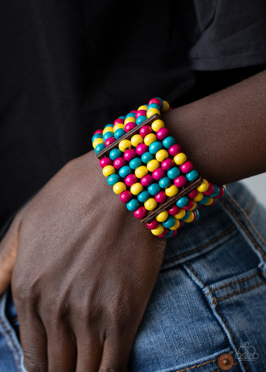 Tanning in Tanzania - Multi Colored Wood Bead Bracelet