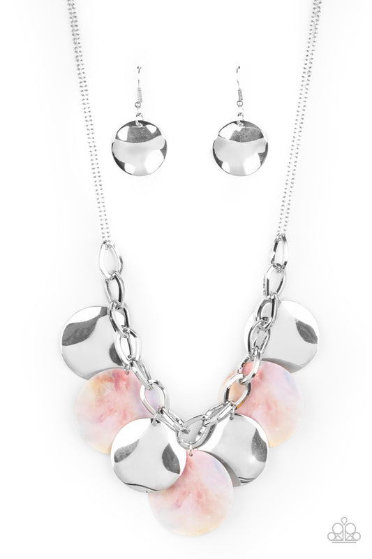 Tie Dye Drama Necklace with Matching Teasingly Tie Dye Bracelet - Pink Jewelry Set