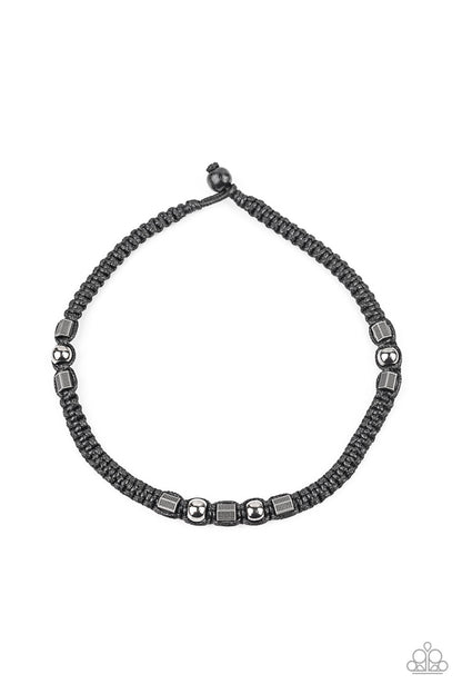 Take a Trek - Black & Silver Beaded Men's Necklace