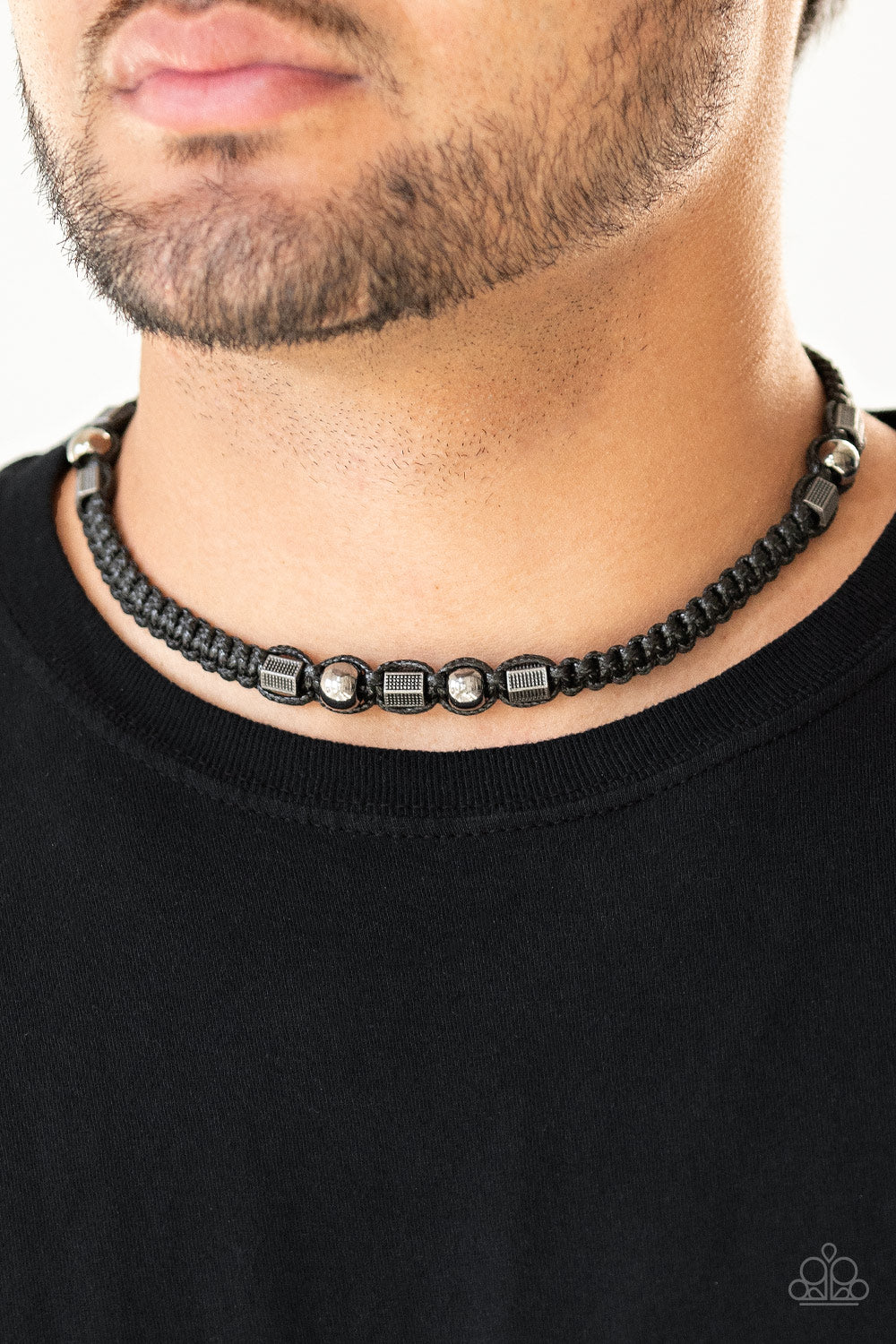 Take a Trek - Black & Silver Beaded Men's Necklace