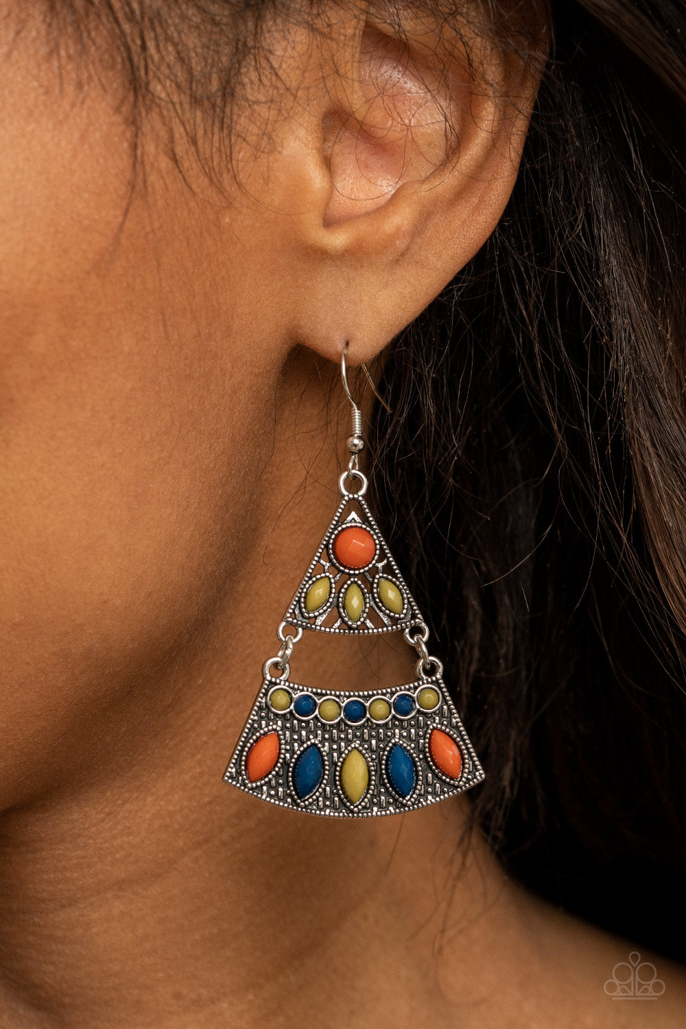 Desert Fiesta - Multi Colored Fan Style Earrings