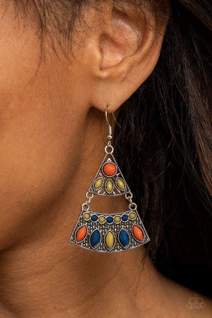 Desert Fiesta - Multi Colored Fan Style Earrings