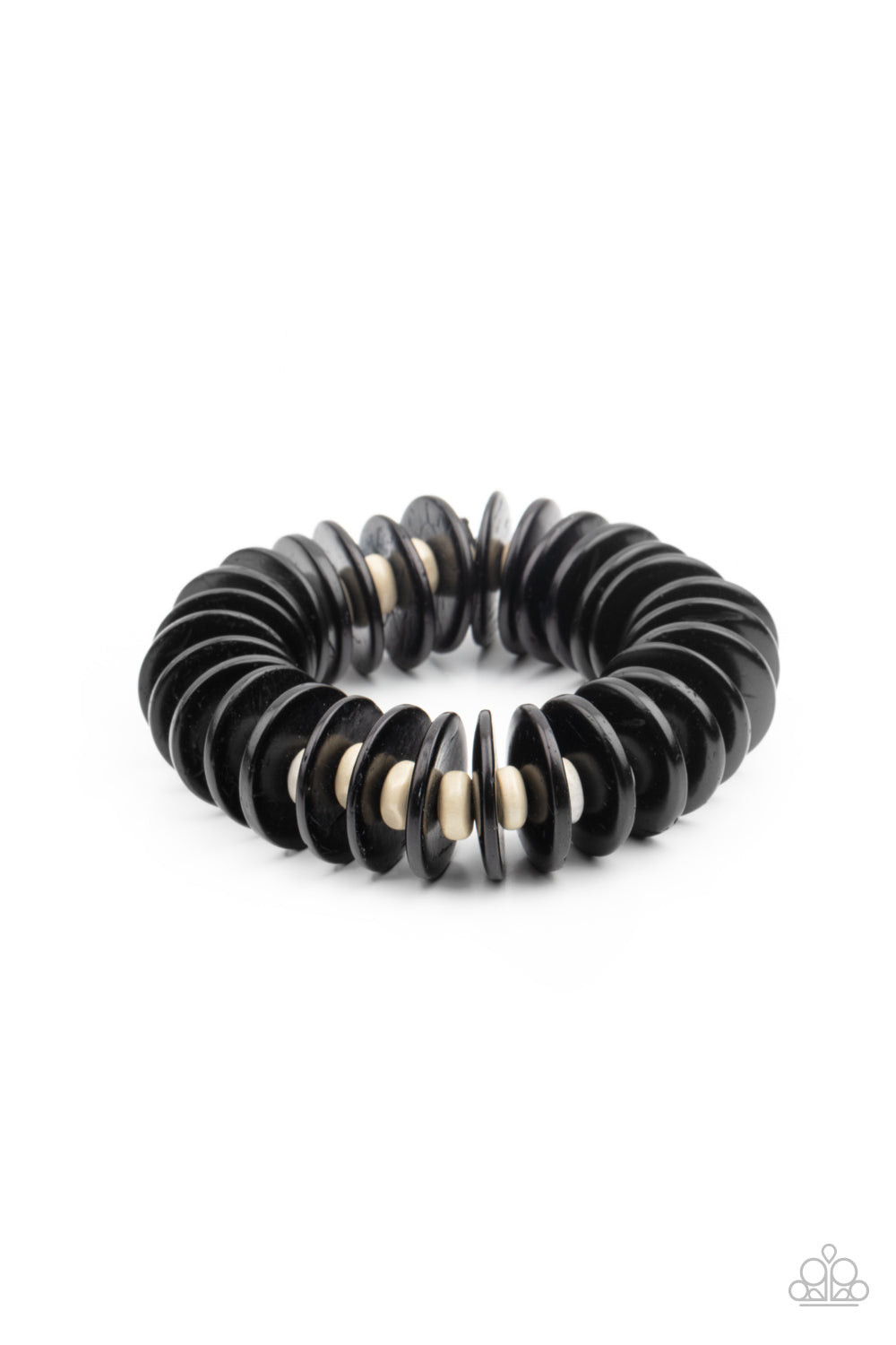 Caribbean Reefs - Black & Cream Colored Beaded Bracelet