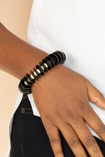 Caribbean Reefs - Black & Cream Colored Beaded Bracelet