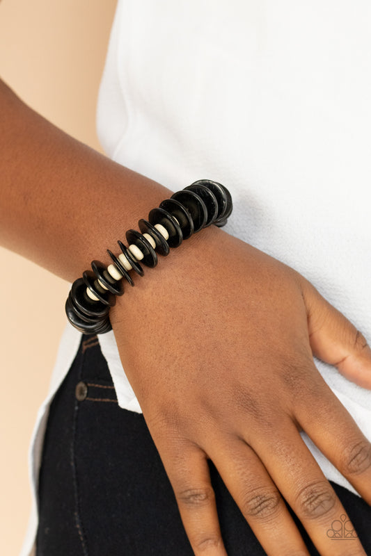 Caribbean Reefs - Black & Cream Colored Beaded Bracelet