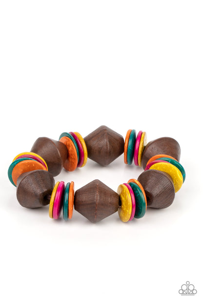 Bermuda Boardwalk - Multi-colored Wood Bead Bracelet