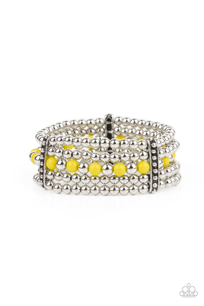 Gloss Over The Details - Yellow & Silver Bracelet
