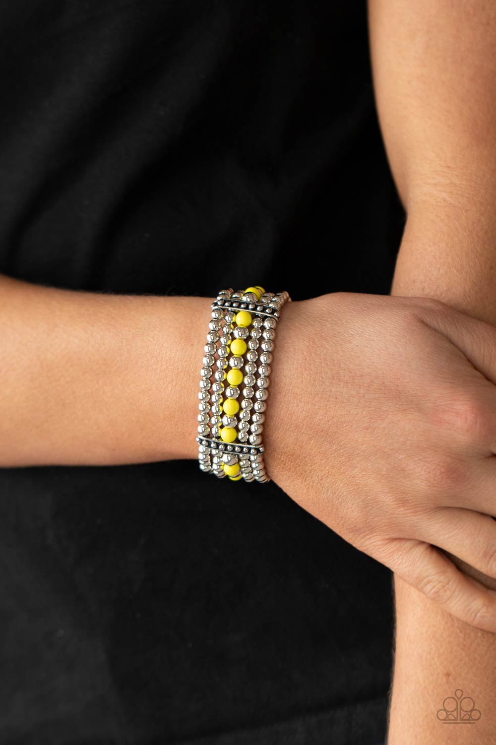 Gloss Over The Details - Yellow & Silver Bracelet