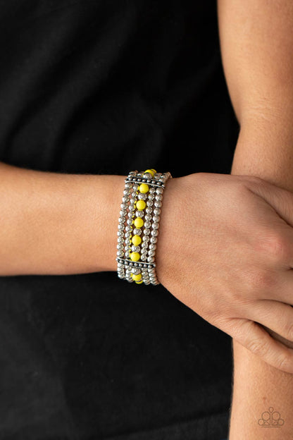 Gloss Over The Details - Yellow & Silver Bracelet