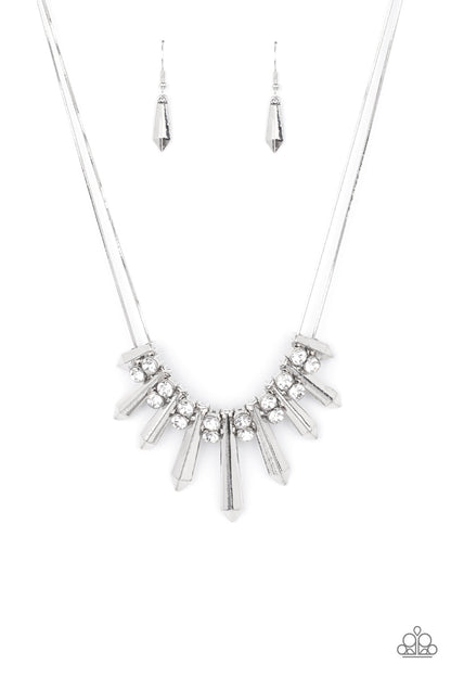Dangerous Dazzle - White/Silver Necklace