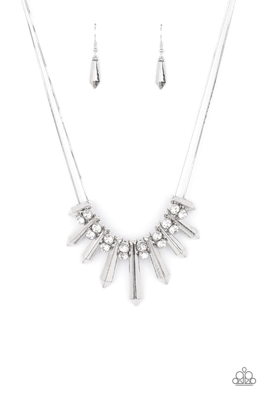 Dangerous Dazzle - White/Silver Necklace