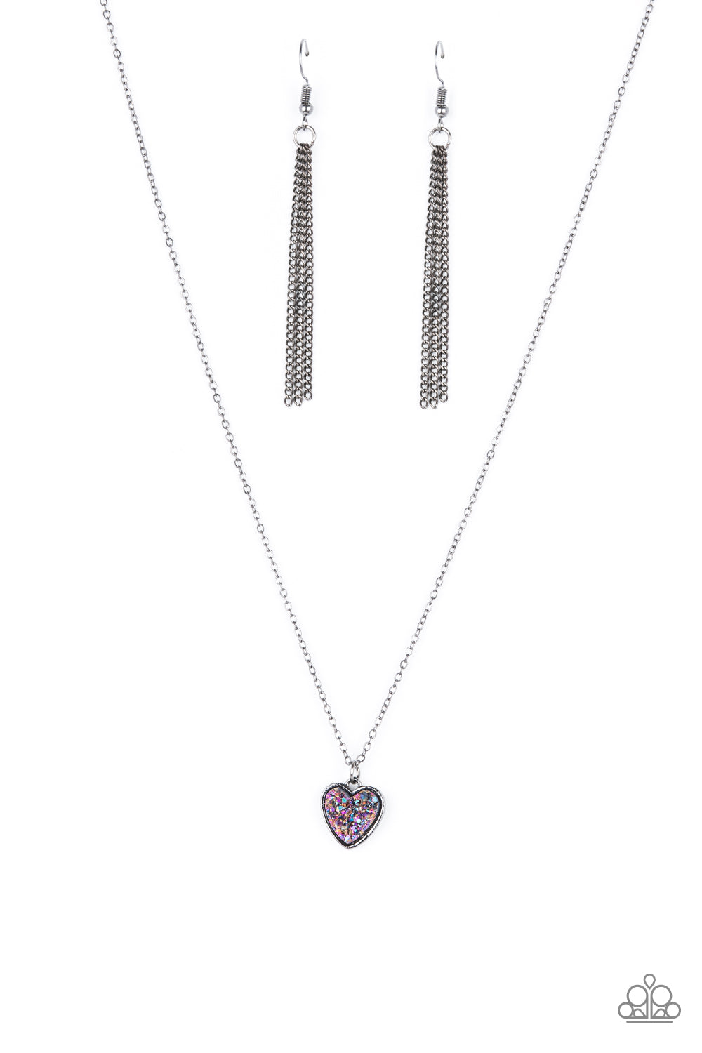 Pitter-Patter, Goes My Heart - Faux Druzy Purple Heart Necklace