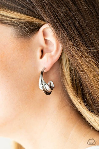 Modern Meltdown - Silver Hoop Earring