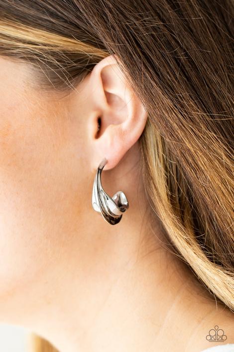 Modern Meltdown - Silver Hoop Earring