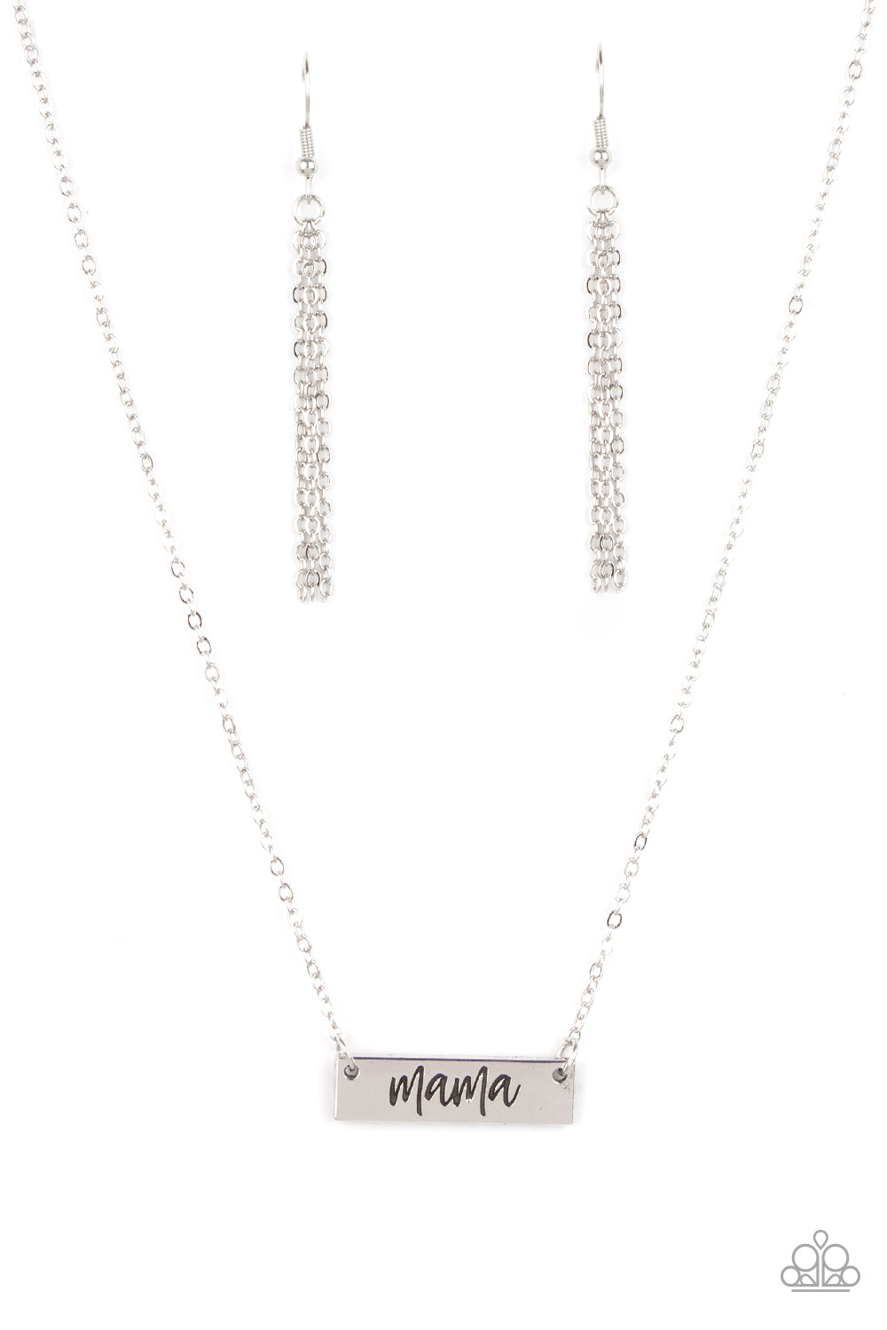 Blessed Mama - Silver Bar Charm Necklace