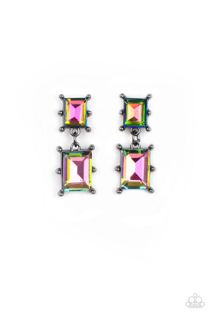 Cosmic Queen - Oil Spill Rhinestone Post-back Earrings