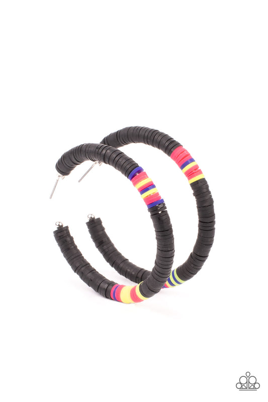 Colorfully Contagious - Black Hoop Earrings