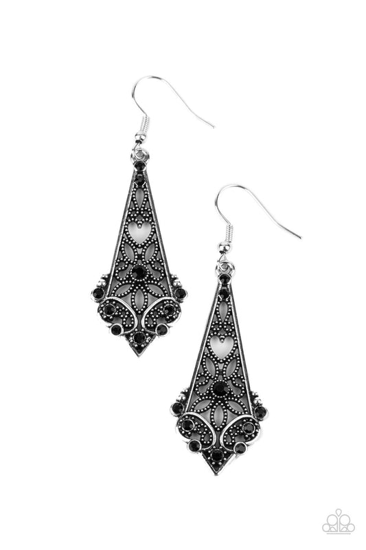 Casablanca Charisma Heart and Flower Filigree Elongated Earrings